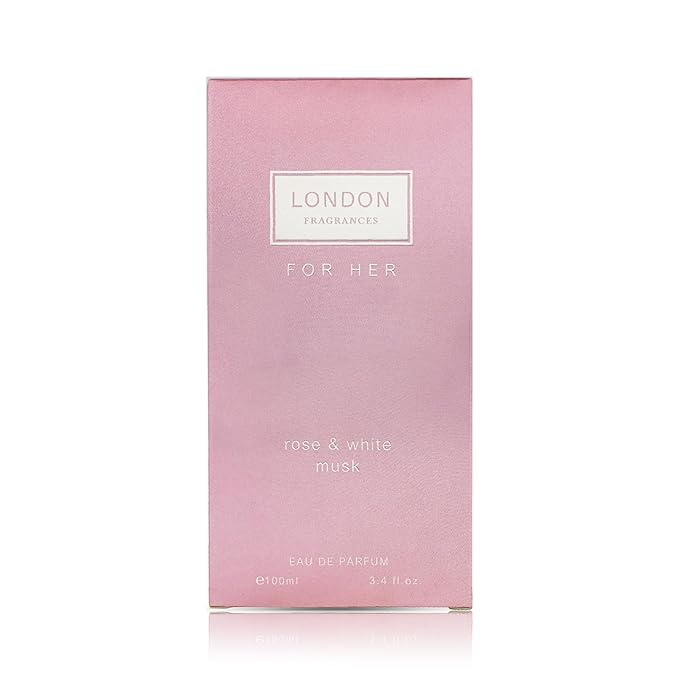 London Fragrances Rose and White Musk - Perfumes for Women - Womens Fragrances - Gourmand Vanilla Notes - 3.4 oz EDP Spray