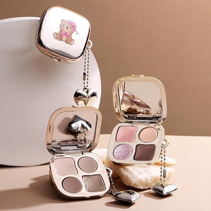 Professional Eyeshadow Palette, Nude Taupe and Brown Neutral Shades, Velvety Matte and Satin Shimmer Finishes, High Pigment Blendable Colors, Waterproof Long-Lasting Eye Palette, 02, 4 Colors