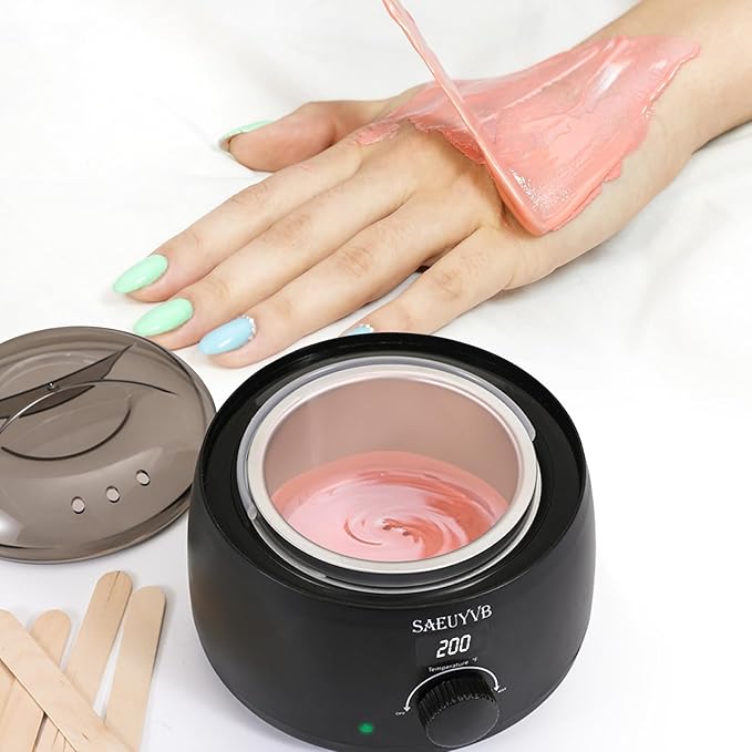 SAEUYVB Professional Digital Wax Warmer with Lid and 16oz Pot for Hair Removal (Black)