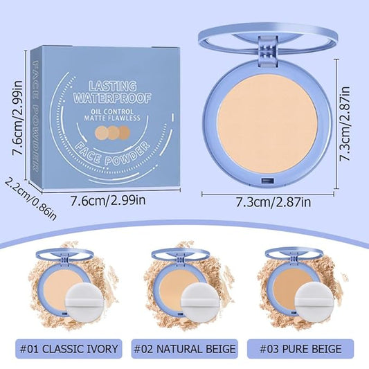 Matte Perfection Pressed Powder, Oil Control Face Pressed Powder, Waterproof Long Lasting Finishing Compacto to Achieve a Flawless Matte Complexion (Natural Beige, 0.35 FL OZ)