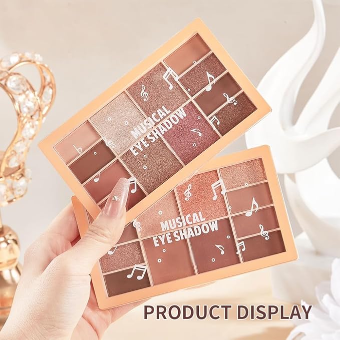 Warm Red Brown Eyeshadow Palette, Nude Neutral Matte Shimmer Glitter Eye Shadow Kit with Rose Gold, Copper, Bronze & Peach Tones, High Pigment Blendable Long-Lasting Soft Glam Makeup Palette 2#