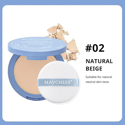 Maycheer Face Powder - Maycheer Setting Powder, Waterproof Long Lasting Finishing Powders, Lightweight Oil Control Facial Powders for Face (02# NATURAL BEIGE)