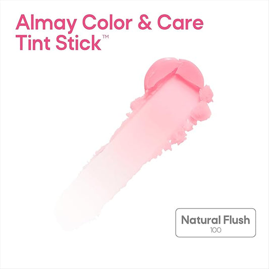 Almay Lip and Cheek Tint, Color & Care Tint Stick, Multi-Use Moisturizing Blush and Lip Color, Dewy Finish, 100 Natural Flush, 0.25 oz