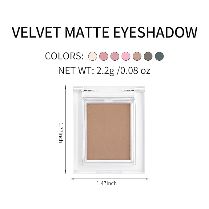 Erinde Single Matte Eyeshadow Palette, Velvet Eye Shadow Compact Powder Natural Makeup, Long-Lasting Eye Makeup, Ultra-Blendable, Pigmented Color, Vegan Formula, H13 Sandstone