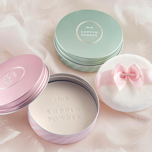 Suppin Translucent Pressed Powder Foundation + Overnight Skincare, Makeup Setting Powder & Matte Face Powder with Shea Butter, Amino Acids& Aloe Extract from Japanese Skincare PINK PLUSH