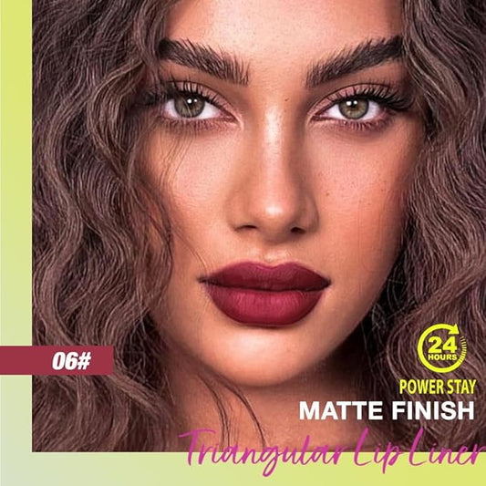 evpct Dark Wine Red Triangle Lip Liner Pencil Stick for Women, Retractable Lips Liner Pen Triangle Tip for Sculpting Filling Plumping, Longwear Lipliners Pencil Vegan Cruelty Free Lip Filler Plumper