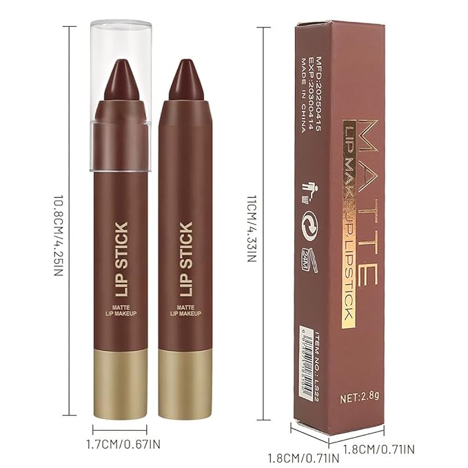 BINGBRUSH 2 in 1 Lip Liner and Lipstick Combo, Matte Lipstick Long Lasting Waterproof Lip Pencil Crayon, Smudge Proof Lip Stain,Hign Pigmented Women’s Makeup (06#Midnight Mocha)