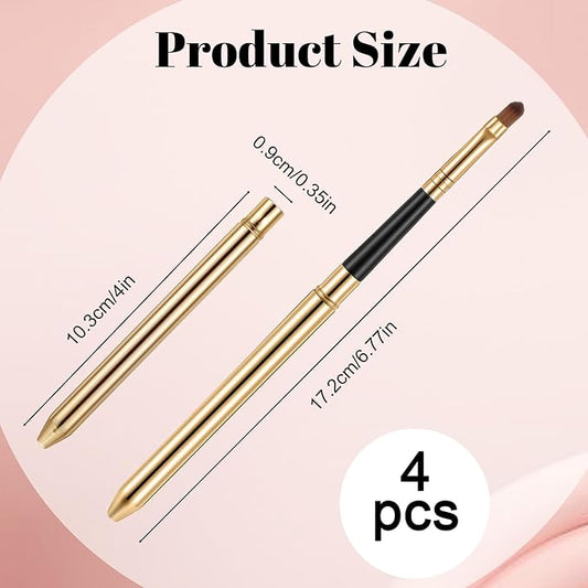 4 Pcs Professional Lip Brushes for Lipstick Lip Gloss, Portable Travel Lips Brush, Applicators Flat Makeup Brushes Lipstick Applicator Wands with Cap for Women Girls Christmas Gifts