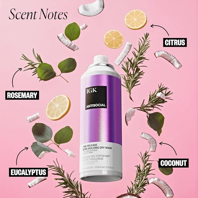 IGK First Class Dry Shampoo + Antisocial Dry Hair Mask Set | Volume, Freshness + Nourishment for All Hair Types | Oil Absorbing, Frizz Control + Hydrating | 2.0 oz + 1.7 oz