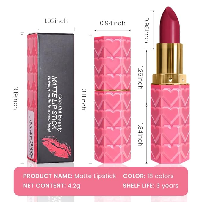 evpct 1Pcs Plum Purple Pink Lipstick, Silky Velvet Matte Lipstick Pack Sets for Women, Long Lasting Smudge Proof Lipstick Lip Stain Makeup Kit matte lipstick 24 hours original P06