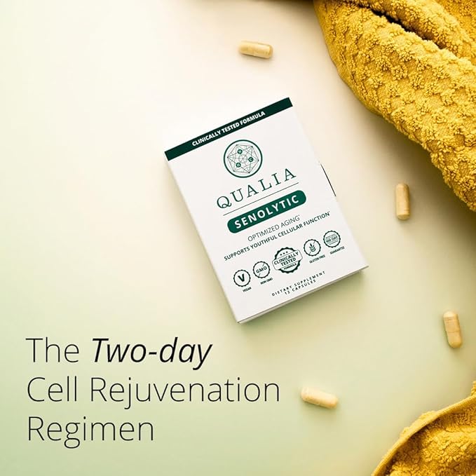 Qualia Senolytic Supplement, Fisetin, Quercetin, Piperlongumine & More, Aging Supplement That Supports Optimal Cell Repair & Rejuvenation, Naturally Eliminate Zombie Cells, Capsules, 2 Box