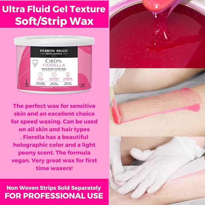 Cirepil - Fiorella - 400g - Soft Wax - Strips Needed/ 14.11 oz Wax Tin - High Performance Hypoallergenic, Removes Hair in One Pass - Ultra-Fluid Gel Texture & Easy to Apply - Perfect for Large Areas