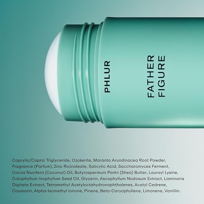 PHLUR Father Figure Natural Deodorant - 48 Hour Odor Protection Baking Soda Free & Aluminum Free Deodorant - Salicylic Acid, Arrowroot Powder & Tamanu Oil - No Residue or Irritation