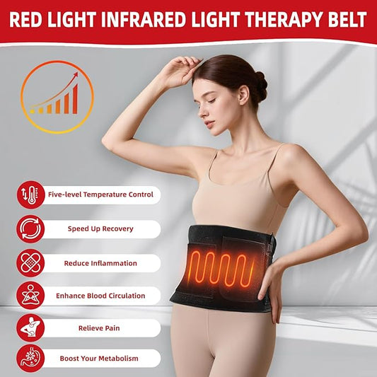 Red Light Therapy Infrared Light Therapy Wrap Belt, 660nm 850nm Home Heating Light Therapy Wrap Belt, Infrared Red Light Therapy with Controller for Back, Waist, Joint Muscle Pain Relief