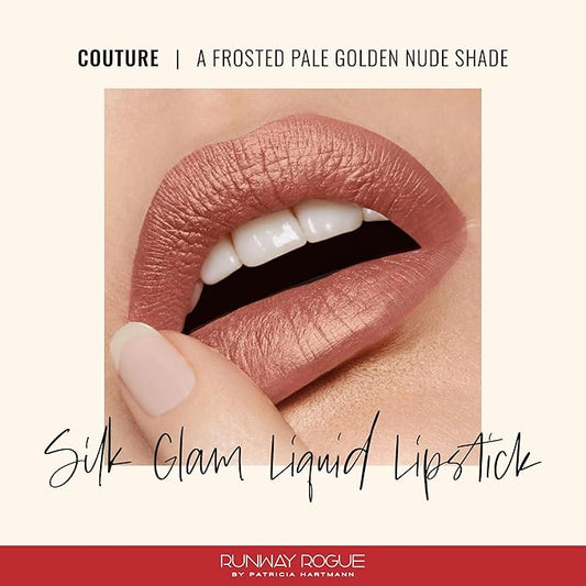 Runway Rogue Silk Glam Liquid Lipstick, Long Wear Frosted Pale Golden-Nude Lipstick, ‘Couture’