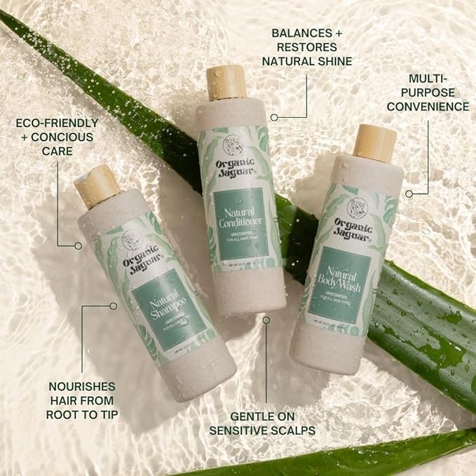 Organic Jaguar All Natural Unscented Conditioner for Hair Care, Sulfate Free Conditioner with Vitamin E, Castor, Argan and Almond Oil, Rosemary and Peppermint Scent, For All Hair, 13.5 fl oz