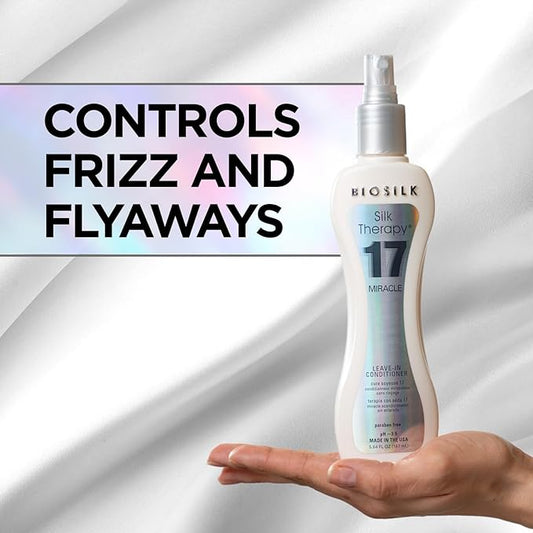 BioSilk Silk Therapy Miracle 17 Leave-In Conditioner, Reconstructs & Repairs Dry & Damaged Hair, Sulfate, Paraben, & Cruelty-Free, 5.64 Oz