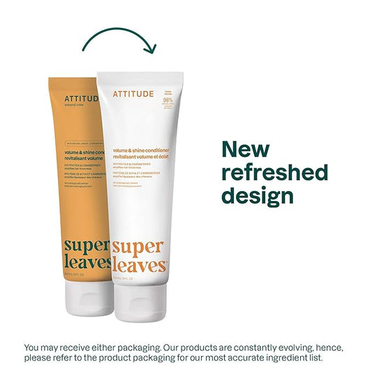 ATTITUDE Volume and Shine Hair Conditioner, For Thin Hair, Naturally Derived Ingredients, Vegan Detangler, Dermatologically Tested, Soy Protein & Cranberries, 8 Fl Oz