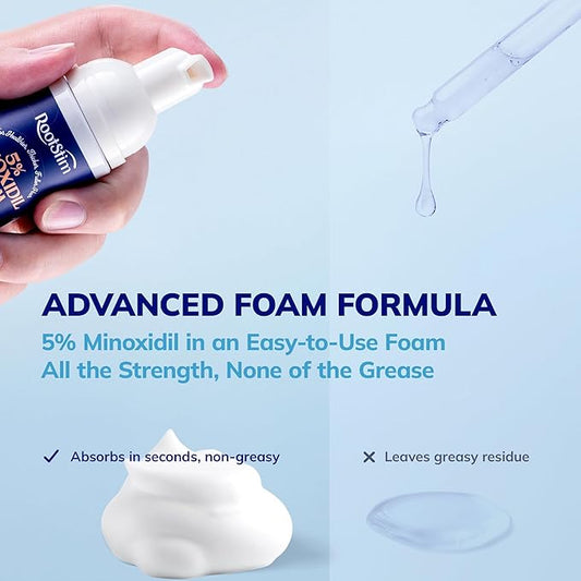 5% Minoxidil Foam for men and women, Extra Strength Hair Regrowth Treatment for Thinning Hair and Hair Loss, Hair Follicle Health – Thicker, Fuller Hair Growth Solution 6 FL.OZ