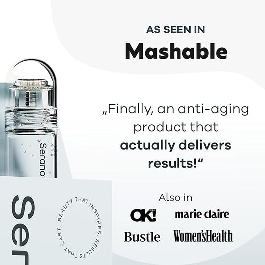 Seranova Micro Infusion System for Face & Neck 0.05mm Stamp with Hyaluronic Acid & Collagen Peptide Serum for Firmer Smoother-Looking Skin, Easy 5-Minute At-Home Skin Care Application - 3 Month Supply