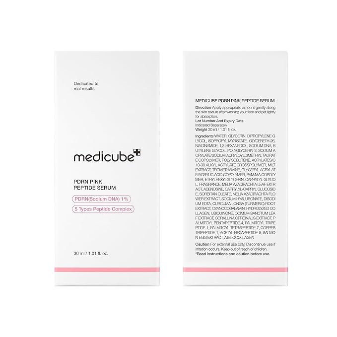medicube PDRN Pink Peptide Serum with Salmon DNA | Pink Glow Serum with Peptides & Niacinamide for Hydration & Firm-Looking Skin | Uneven Tone Care | Korean Skincare, 1.01 fl. Oz