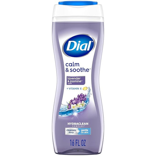 Dial Body Wash, Calm & Soothe Lavender & Jasmine Scent, 16 fl oz (Pack of 4)
