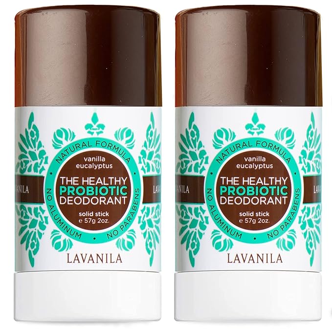 Lavanila Vanilla Eucalyptus Aluminum Free Deodorant 2-Pack (2 Oz Each) - Solid Stick Deodorant for Men and Women, Natural Vegan Formula, Made In USA