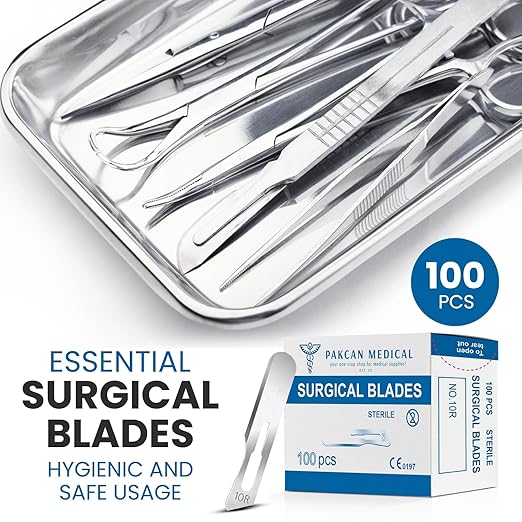 10R Dermaplaning Professional Kit Includes:10R Dermaplaning Scalpel Blades (100 Pack), Scalpel Handle No. 3, Scalpel Blade Remover, Hemostat Forceps