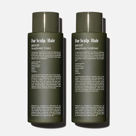 Nécessaire Rosemary Hair Duo | Multi-Protein Strengthening Shampoo + Conditioner Set For Thinning Hair. For Women + Men. Good For All Hair Types/Textures. Free Of Sulfates. Color-Safe. 250 ml / 8.4 oz