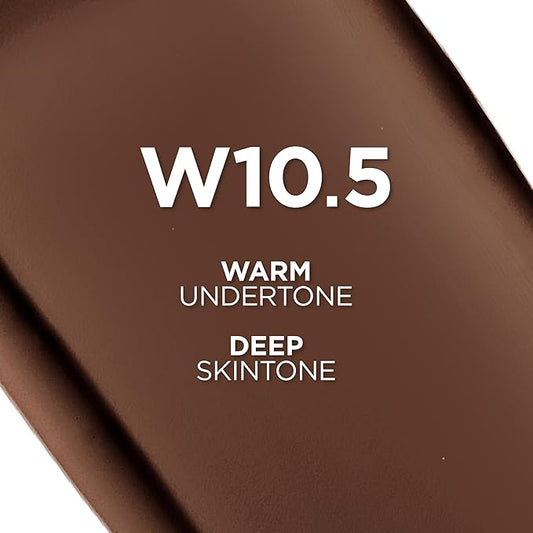 L'Oreal Paris True Match Super-Blendable Foundation, Medium Coverage Liquid Foundation Makeup, W10.5, Deep, 1 Fl Oz