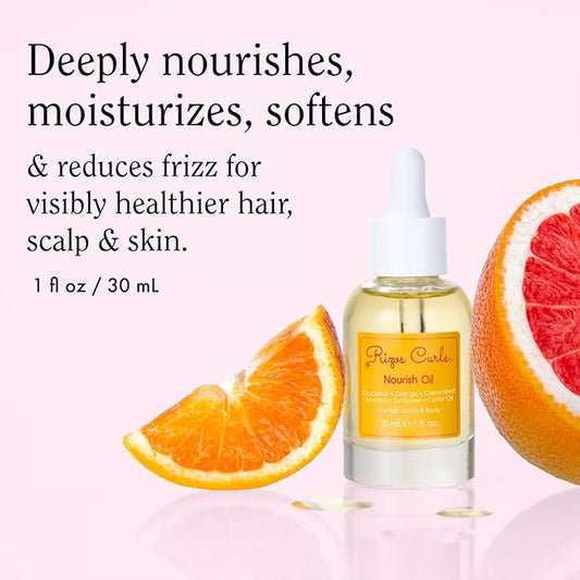 Rizos Curls Nourish Oil – Strength & Frizz Control - Improve Split Ends & Repair Dry Brittle Hair – Smooths & Hydrates All Hair Types Straight, Wavy, Curly 1a–4c – Non-Greasy, Sulfate & Paraben Free