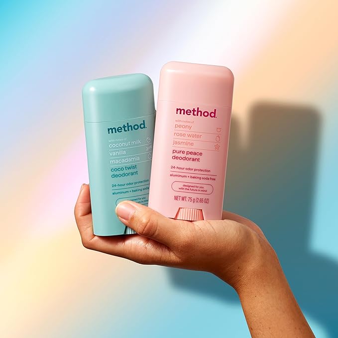 Method Deodorant, Coco Twist, Coconut Milk, Avocado + Macadamia Oil notes, 24 Hour Odor Protection, 2.65 oz