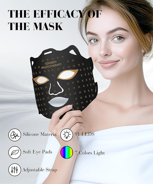 Red Light Mask for Face, 7-1 Colors Facial Care Mask, 850nm Infrared & Red Light Masks, Ergonomic Design for Home & Travel