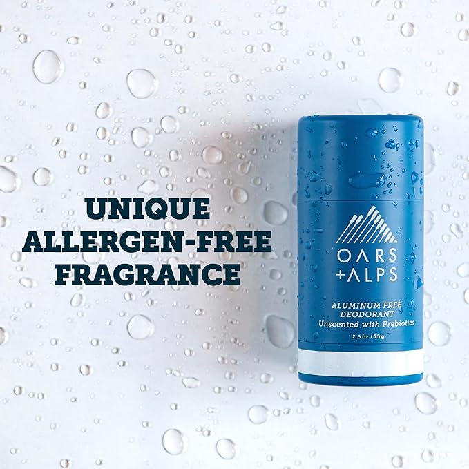Oars + Alps Deodorant for Men & Women, Aluminum Free Deodorant for Men, Dermatologist Tested, Clean Ingredients, Vegan, Long Lasting, Unscented, 1pk, 2.6oz