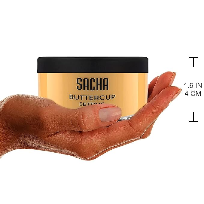Sacha BUTTERCUP Setting Powder. No Ashy Flashback. Blurs Fine Lines and Pores. Loose, Translucent Face Powder to Set Makeup Foundation or Concealer. For Medium to Dark Skin Tones, 1.75 oz.