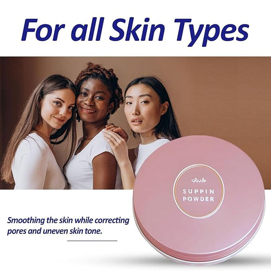 Suppin Translucent Setting Powder & Hydrating BB Cream for Women, Translucent Pressed Powder & Organic BB Cream Foundation with Shea Butter, Planted Protein & Collagen by Japanese Skincare