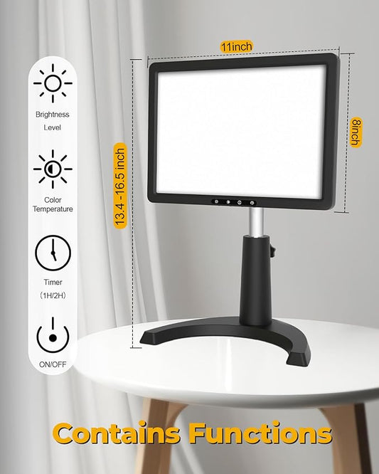 Light Therapy Lamp, 12000 Lux Full Spectum LED Sun Therapy Light with 5Modes, 3 in 1 Mount, Adjustable Brightness/Timer/Memory, Boost Mood, Focus and Sleep, Black