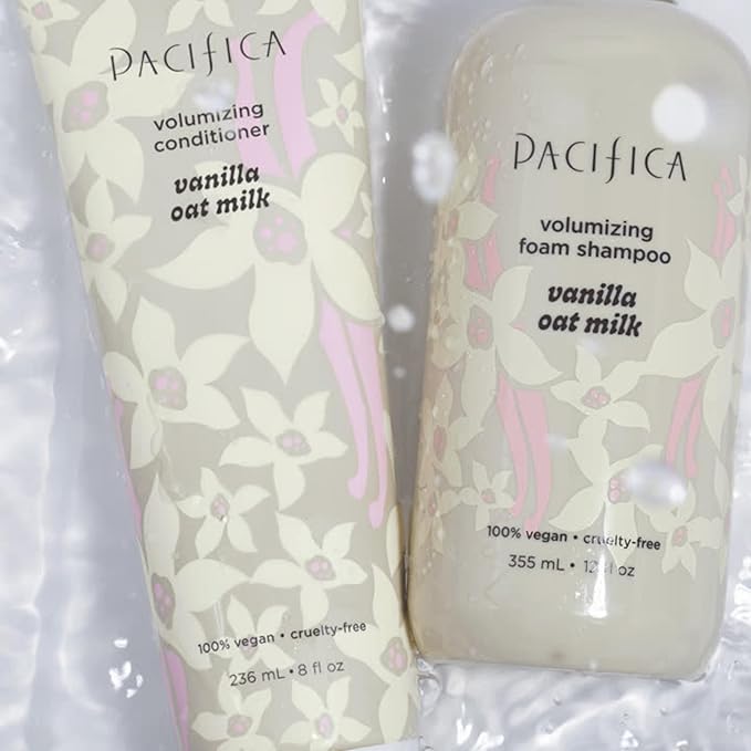 Pacifica Vanilla Oat Milk Volumizing Foam Shampoo – Weightless Foaming Shampoo for Fine or Flat Hair, Adds Volume & Body, Hydrating Oat Milk, Sulfate-Free, Vegan