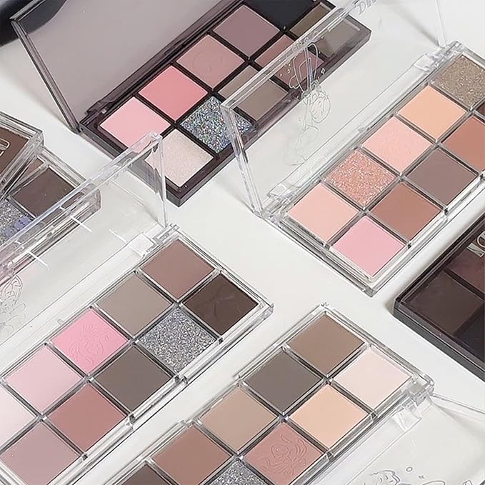 Erinde 10 Colors Eyeshadow Palette Makeup - Matte Shimmer Glitter Eye Shadow, Ultra-Blendable, High Pigmented, Naturing-Looking, Neutral Nude Eyeshadow Pallet with Professional Brush,21