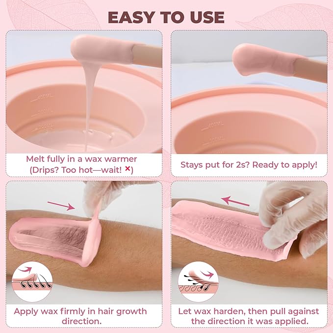 Wax Beads for Hair Removal, Auperwel 2.5lb Hard Wax Beads for Sensitive Skin with 20 Sticks, Waxing Beans for Brazilian, Bikini, Eyebrow Waxing, Painless Refill Pearl Beads for Wax Warmers Kit (Rose)