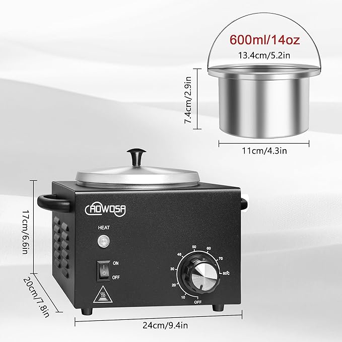 Professional Waxing Kit Wax Warmer Single Pot Wax Heater Machine for Hair Removal, Large Waxing Pot with Non-Stick Easy Clean Pot, 50 Sticks & 20 Collar, for Spa Salon Beauty Esthetician Home (Black)