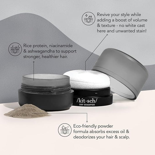 Kitsch Dry Shampoo Powder for Women & Men Dry Shampoo for Dark Hair w/Rice Protein - Unscented, Volumizing, No White Cast, Non Toxic, Non Aerosol, Organic | Ideal Gifts for Women, Travel Size - 8g