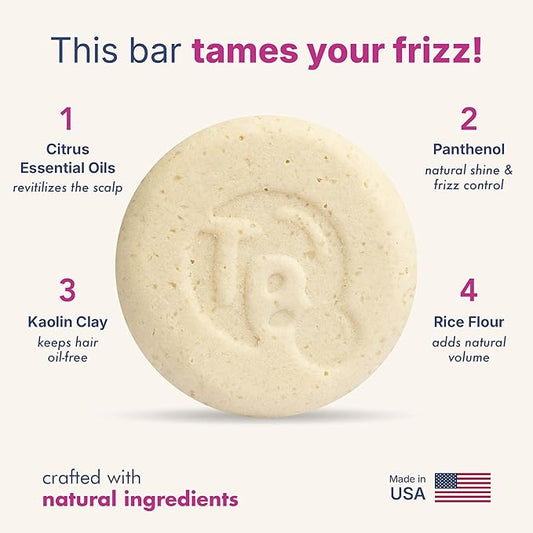 Vitamin B5 + Citrus Essential Oils Shampoo Bar – Dry shampoo for Hair Care - For Women & Men – Strengthens Damaged Hair – Natural, Paraben & Sulfate-Free – For All Hair Types – Made in USA – 4.5oz