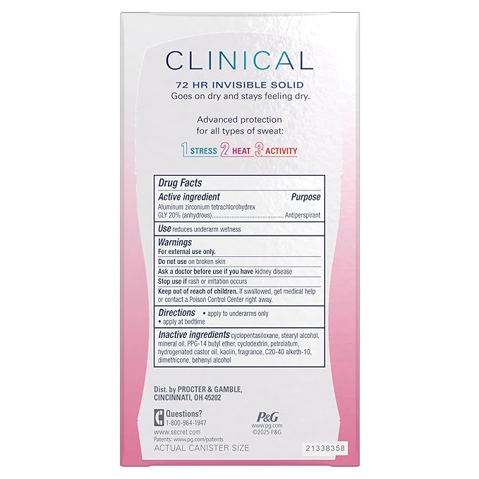 Secret Clinical Strength Antiperspirant Deodorant for Women, 3X Stress Protection, 72hr Sweat & Odor Protection, Pro-Hyaluronic Acid, Invisible Solid, Strawberry Summer Fizz Scent, 1.6 oz