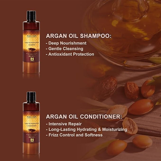Argan Oil Shampoo and Conditioner Set - Moisturizing Sulfate Free Moroccan Care- For Curly, Straight, Dry and Damaged Hair
