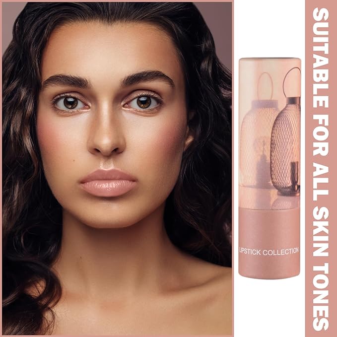 Matte Nude Lipstick Silky Velvet Lip Gloss Nude Lip Stain Paper Tube Lipsticks Non-Stick Cup, Waterproof Long Lasting Matte Lipstick for Women Daily Professional Lip Makeup-02 Nude