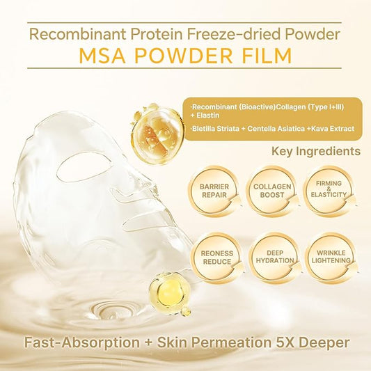Bioactive Collagen Revitalizing Facial Mask for Women & Men Skin Care SPA,1+1 Packs Separated Essence and Powder Membrane, Moisturizing,Soothing,Repair,Firming, Anti-Aging (1 pair)