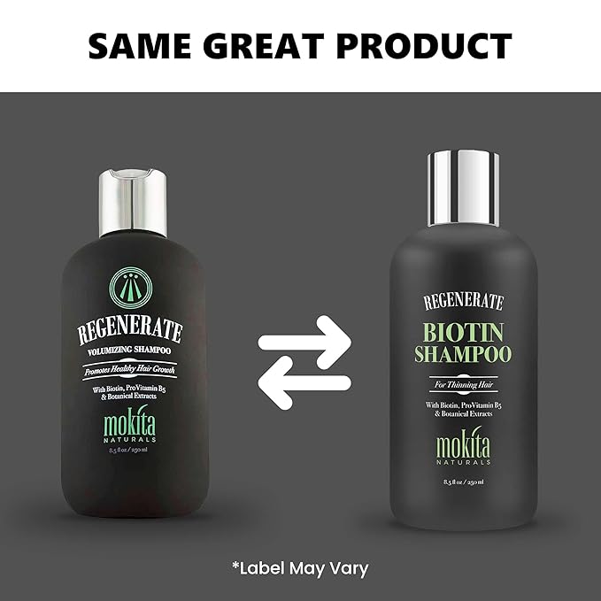 Mokita Naturals Hair Volumizing and Regrowth Shampoo for Thinning Hair, Sulfate-Free & Vegan-Friendly, 8.5 Ounces