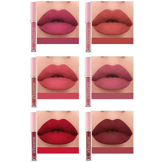 Matte Liquid Lipstick For Women, Set of 6 Colors from Nude to Dark Red, Waterproof Matte Lipstick Long Lasting, Non-Sticky and Fade-Resistant Formula – Lip Makeup Kit for Long Lasting Style, 6 pcs