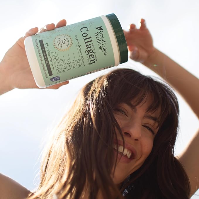 Great Lakes Wellness Sustainable Marine Collagen Peptides Powder for Skin, Hair, Nails, Joints & Digestion - Unflavored - Quick Dissolve Hydrolyzed, Wild Caught, MSC Certified, Non-GMO, Kosher - 8 oz